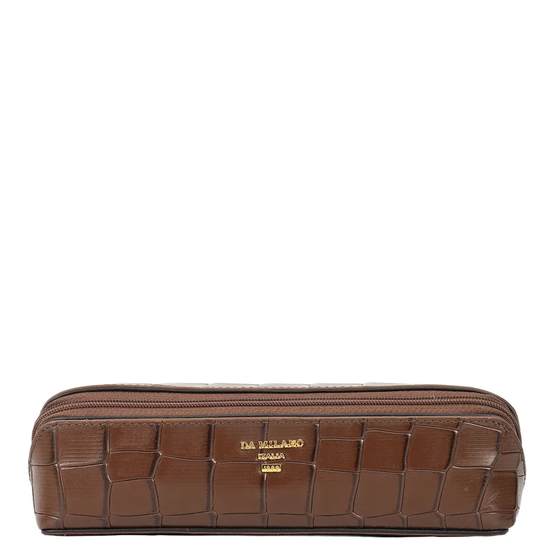 Da Milano Walnut Croco Leather Multi Pouch - Walnut  | Best Price UAE